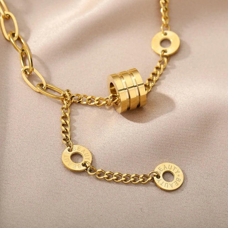 Double Layer Hollow Clavicle Chain Stainless Steel Necklace for Women - HeyBless